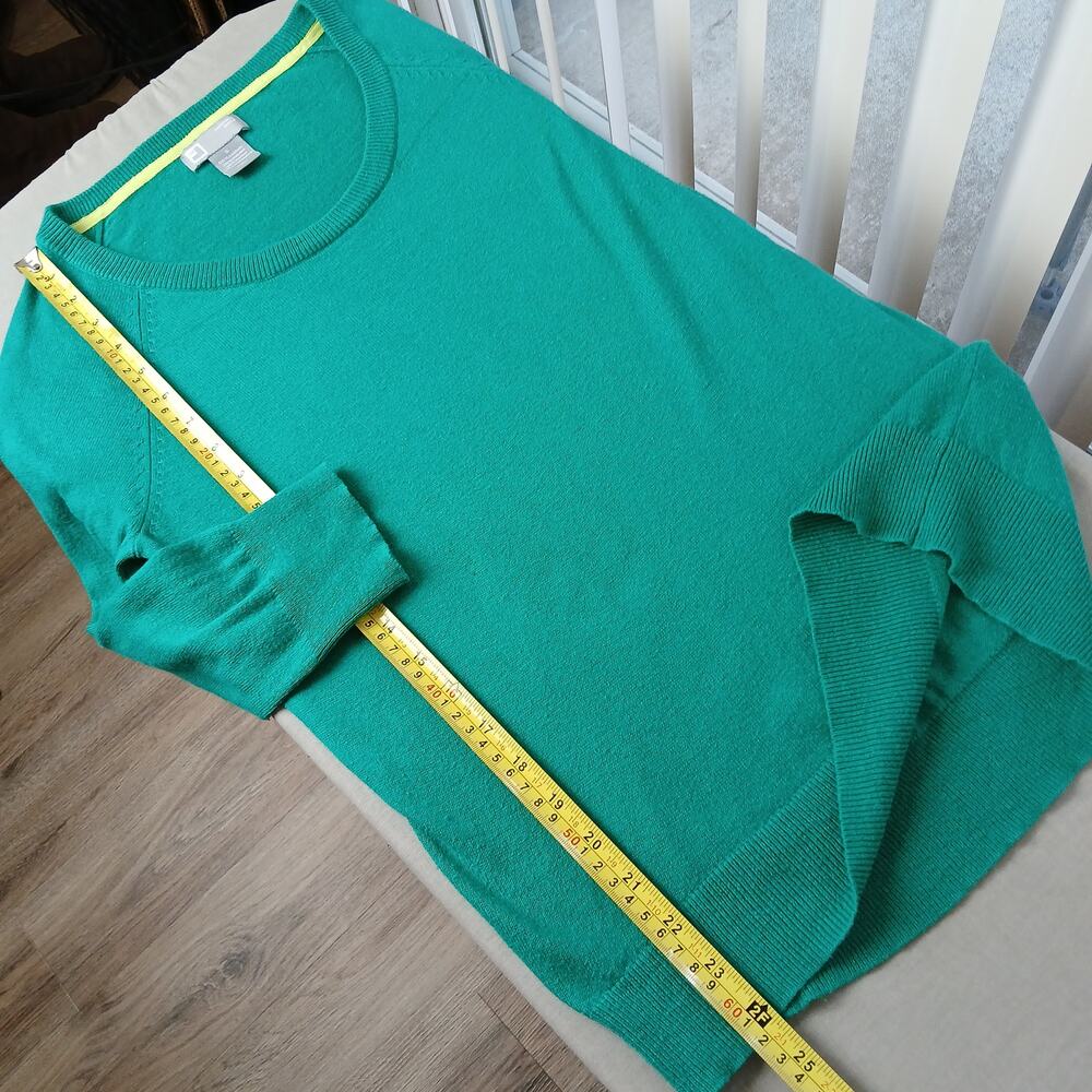 JCPenney Cashmere Blend Green Pullover Sweater S crew raglan 3/4 length sleeves - Picture 13 of 14